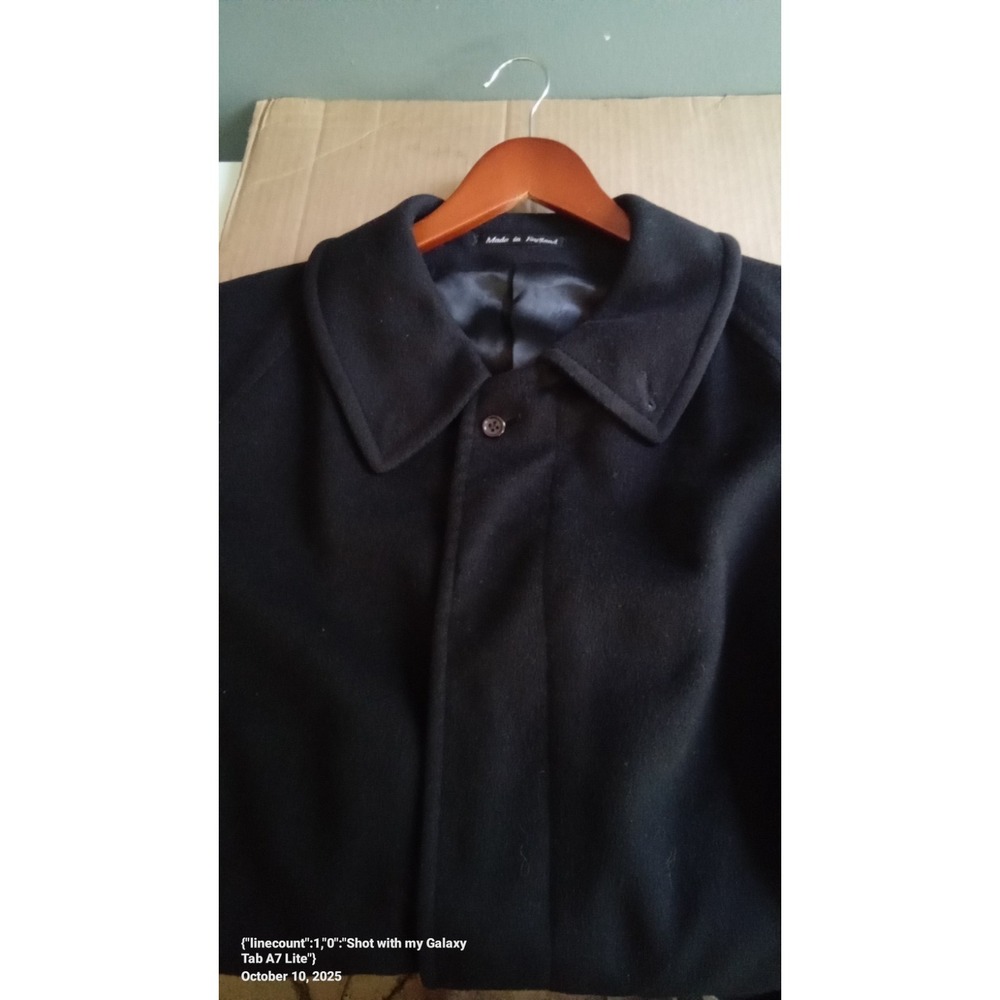 Made in England Wool Overcoat Car Coat Classic Menswear Black Size R44